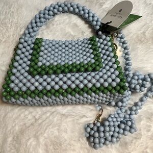 Beaded Shoulder Bag in Blue and Green